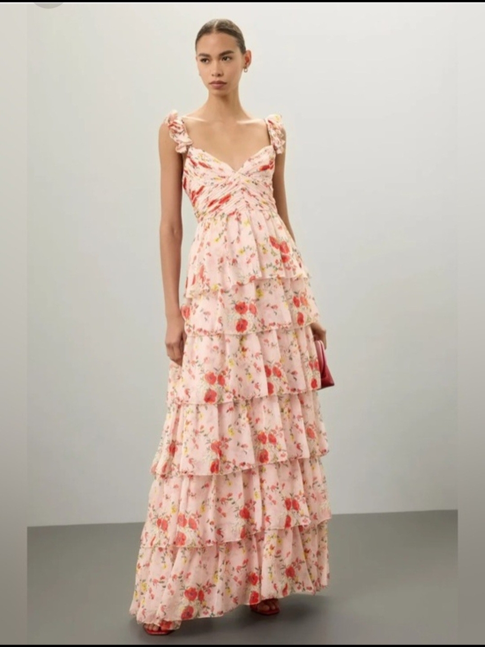 Mac Duggal Floral Tiered Maxi Dress, Size 0